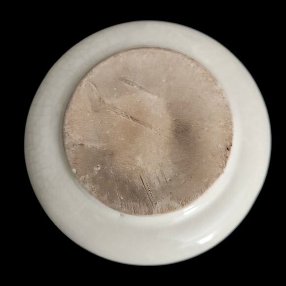 Vintage Mini Stoneware Crock Jar Blue Red House Trees Folk Art Primitive - Picture 5 of 5